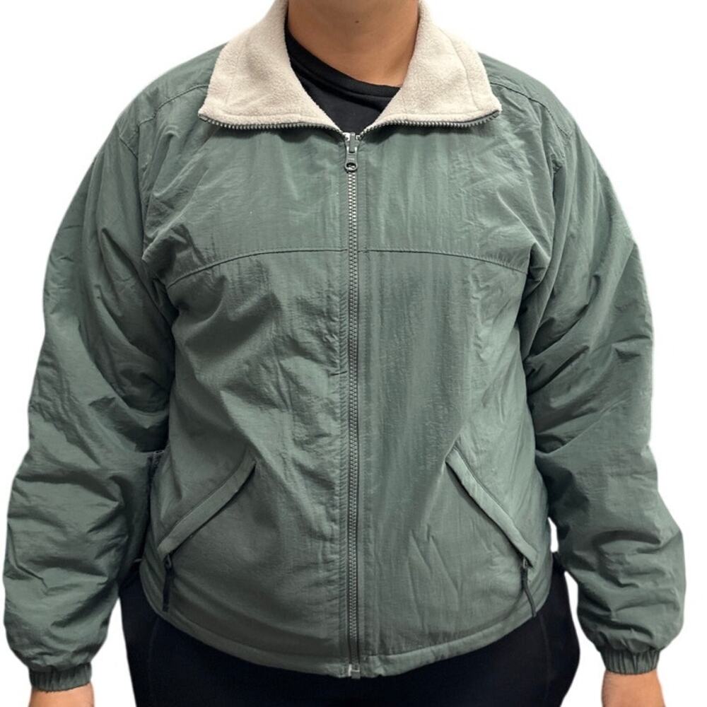 Columbia Core Interchange Jacket Womens Small Green Fleece Lined Zip Up Coat